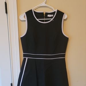NWT Calvin Klein Black White Gold Sleeveless Tank Dress Size 10